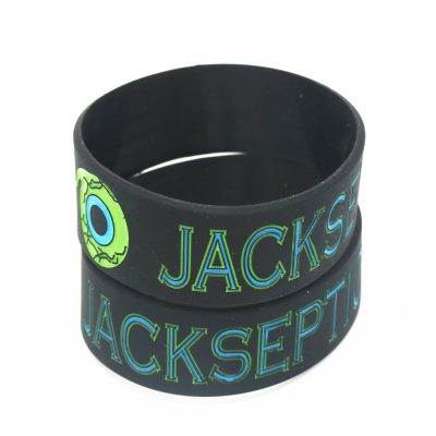 Hot Sale 1PC 1 Inch Ink Filled Logo JACKSEPTICEYE Silicone Wristband Wide Green Eyes Games Bracelet 1 - Jacksepticeye Merch