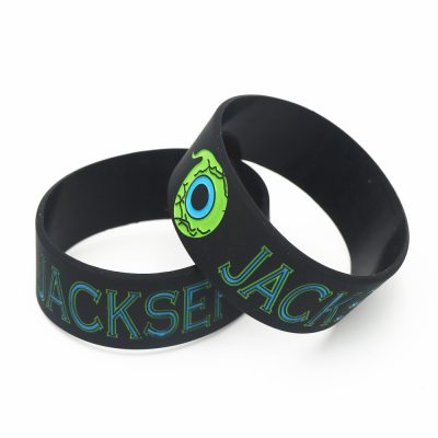 Hot Sale 1PC 1 Inch Ink Filled Logo JACKSEPTICEYE Silicone Wristband Wide Green Eyes Games Bracelet - Jacksepticeye Merch